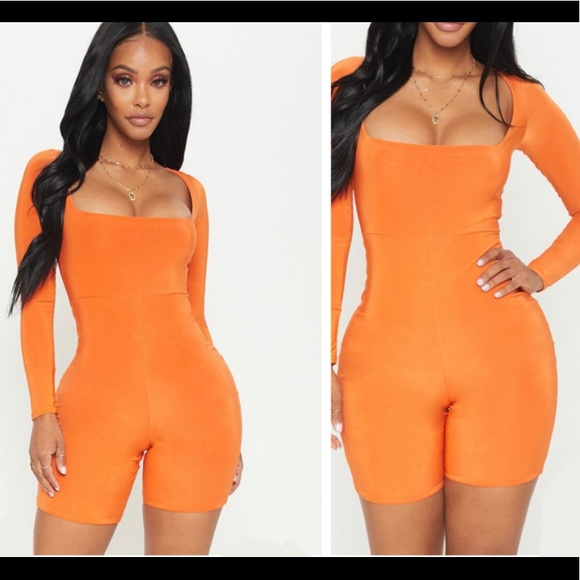 Orange Long Sleeve Romper/Jumpsuit - Picture 2 of 6